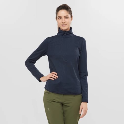 Navy Salomon Essential Lightwarm Half Zip Women's Jackets | IE YC8017